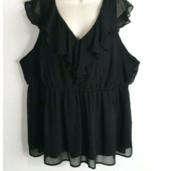 Torrid Ruffle Chiffon Babydoll Tank Top Black 5X - Picture 4 of 9